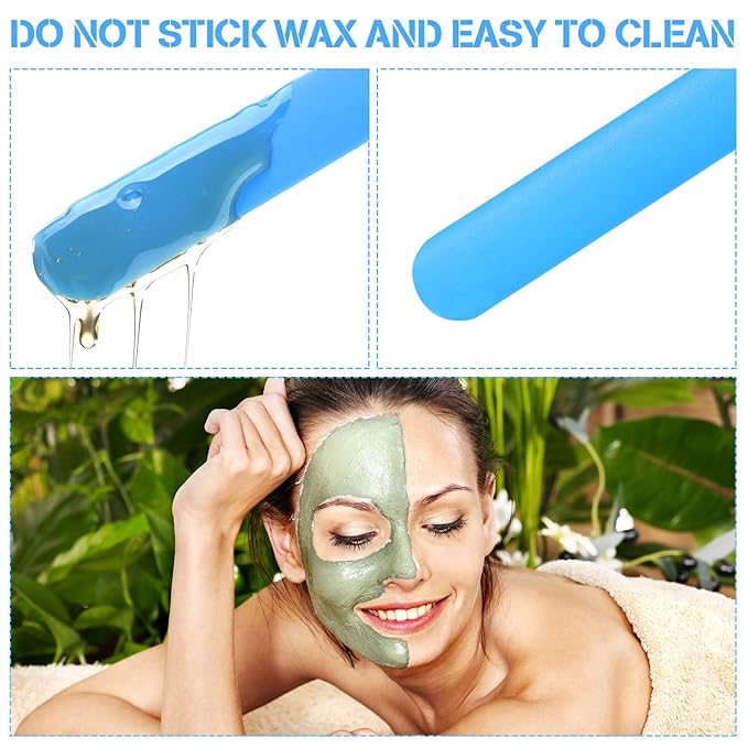 Mudder 3 Pcs Non-stick Wax Spatulas Silicone Waxing Applicator Hair Removal Sticks Applicator Spatula Reusable Hard Wax Scraper for Home Salon Body Use(Black, Red, Blue)
