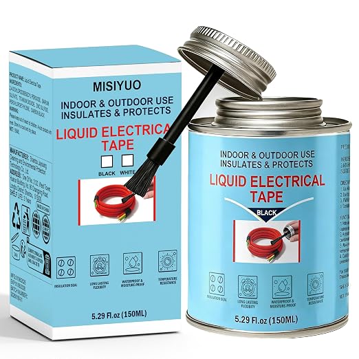 5.29 oz Liquid Electrical Tape – Quick-Drying Insulating Glue, Waterproof & High Temp Resistant, Liquid Wire Insulation Rubber with Brush Cap for Wires, Cables, Outdoor Equipment (Black)