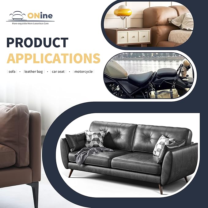 ONine Leather Repair Patch，Leather Repair Tape, 8 x 48 inches Leather Repair Patch for Furniture,Vinyl Repair kit，Leather Couch Patch，for Sofas, Furniture, car Seats(Black-Fine Grain)