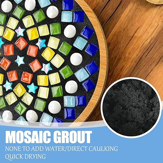 Mosaic Crystal Grout, Mosaics Tile Tools, Mosaic Tile Accessories – Essential for Handmade Grouting and Perfect for DIY Craft Projects (Black, 4.5oz)