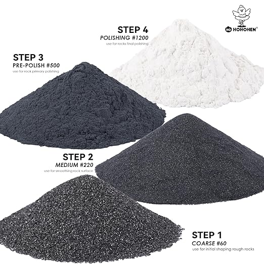 4 Pounds Rock Tumbler Grit Kit Abrasive Media Rocks Tumbling Grit and Polish Refill Stone Polishing Silicon Carbide & Aluminum Oxide Fit for Any Rock Polisher