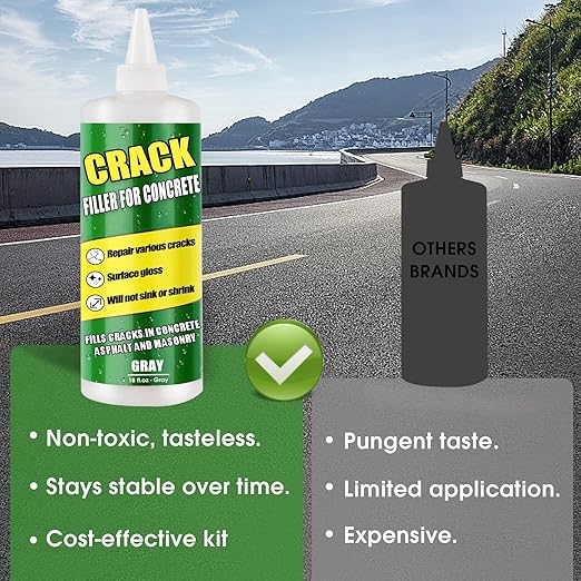 Concrete Crack Filler Gray， Cement Crack Filler - Driveway, Walkway, Patio, Concrete Joint Repair (Gray, 2LB)