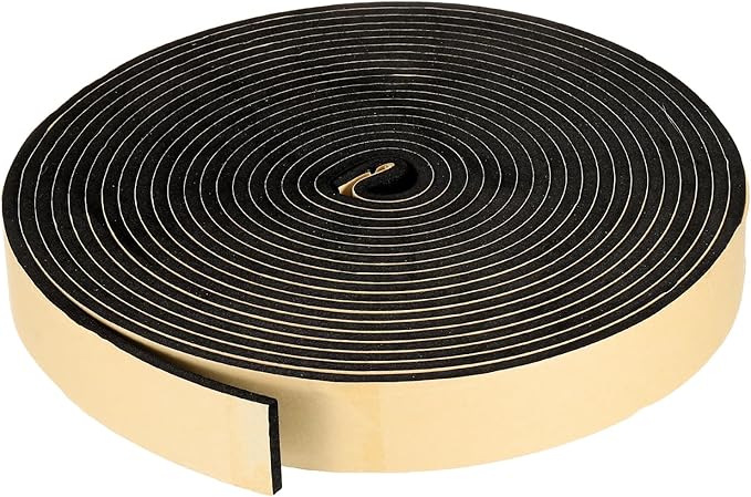 PATIKIL Foam Insulation Tape, 1-1/2" W x 1/4" t x 32.8FT Self Adhesive Weather Stripping Door Seal Strip for Door Window Air Conditioning, Black