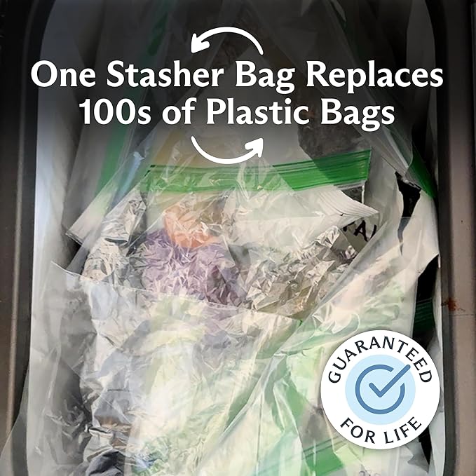 Stasher Silicone Reusable Food Storage Bags, 4-Pack, Reusable Freezer Bags, Microwave, Dishwasher, Oven Safe, Sous Vide, Premium Lunch Containers, Eco Friendly, Snack Bags, Food-safe Silicone, Clear | Reusable Food Bags