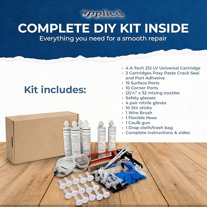 6–10 Ft DIY Foundation Wall Crack Repair Kit, Waterproof Epoxy Concrete Crack Filler, Stops Leaks, 12,000 PSI Structural Strength, Fast Gel Time, Professional-Grade Home Improvement Repair Solution