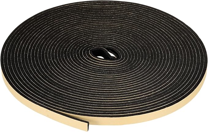 PATIKIL Foam Insulation Tape, 3/8" W x 1/8" t x 32.8FT Self Adhesive Weather Stripping Door Seal Strip for Door Window Air Conditioning, Black