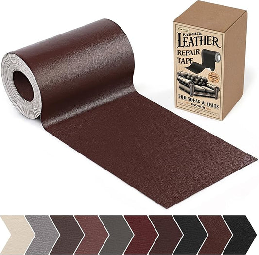 Leather Repair Patch, 4 x 63In Self Adhesive Leather Repair Tape for Furniture, Vinyl Repair Tape for Repairing Vinyl, Couch, Sofa, Car Seats, Car Interior (Dark Brown-Fine Grain)