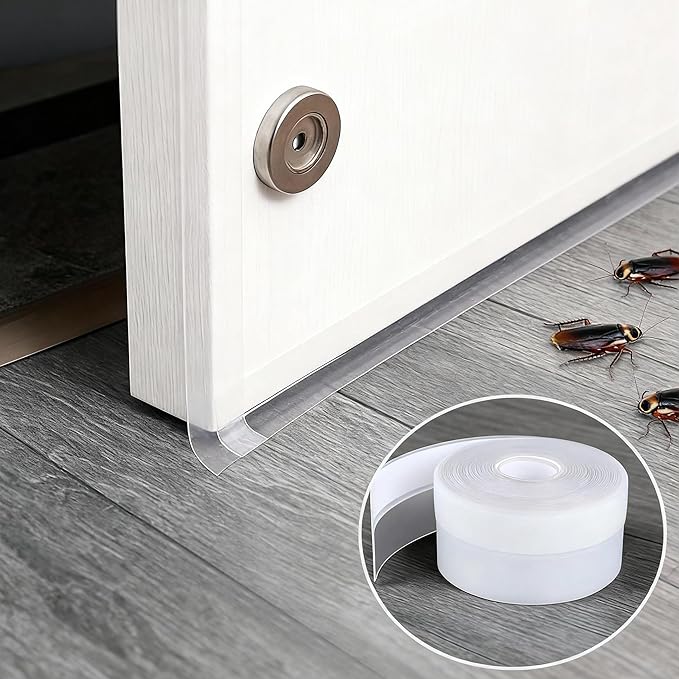 Upgraded 49.2FT Silicone Weather Stripping Door Seal, No Residue Glass Shower Door Seal Strip Under Door Draft Stopper Silicone Sealing Tape for Doors Windows Shower Glass Gap,Transparent,35MM