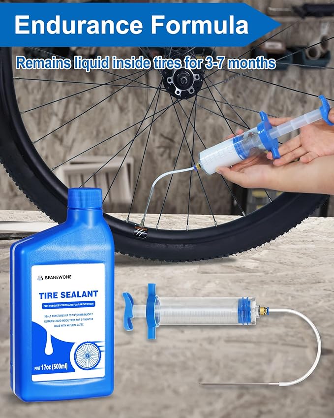 Tubeless Tire Sealant, Tubeless Bike Sealant - 2oz per Bottle, Long-Lasting for MTB, No Tubes and Tubeless Tires. No Tire Removal, Directly Refills in Under 30s
