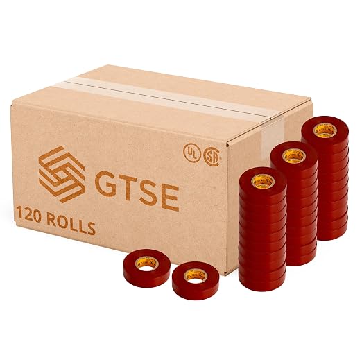 GTSE Brown Electrical Tape, 120 Rolls Bulk Box – Waterproof, Industrial Grade Vinyl, 3/4 in x 66ft– Strong Self-Adhesive PVC Electric Tape for Wire Insulation, 7 Mil, 600V – UL/CSA Listed