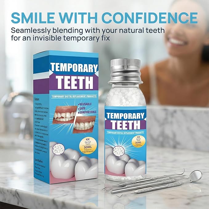 Fake Teeth Repair Kit, Moldable False Teeth Beads for Teeth Repair, Suitable for Missing, Cracked Denture Kit, Smile Confidently Again (1)