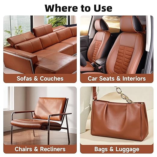 Leather Repair Tape, self-Adhesive Leather Repair Patch, for car seat Repair, Suitable for Sofas, Furniture, Seats, Strong Adhesive Leather Repair Tape (Brown, 15.7 x 59in)