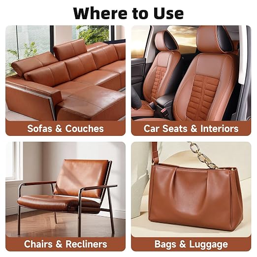 Leather Repair Tape, self-Adhesive Leather Repair Patch, for car seat Repair, Suitable for Sofas, Furniture, Seats, Strong Adhesive Leather Repair Tape (Brown, 7.87x 85in)