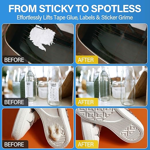 Adhesive Remover Spray (2 Pack) – Removes Stickers, Labels, Tape Residue, Glue, Chewing Gum & Caulk – Works on Metal, Glass, Plastic, Car Paint & More – Sticker & Glue Cleaner with Scraper
