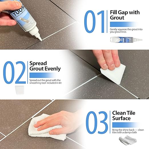 Floor-Fix Pro Twist & Grout Repair Kit – Premixed Waterproof Grout Repair & Grout Paint Pen Alternative–Fast Tile Grout Reviver for Bathroom, Shower & Kitchen–Crack-Resistant (Light Gray, 8.8 Fl Oz)