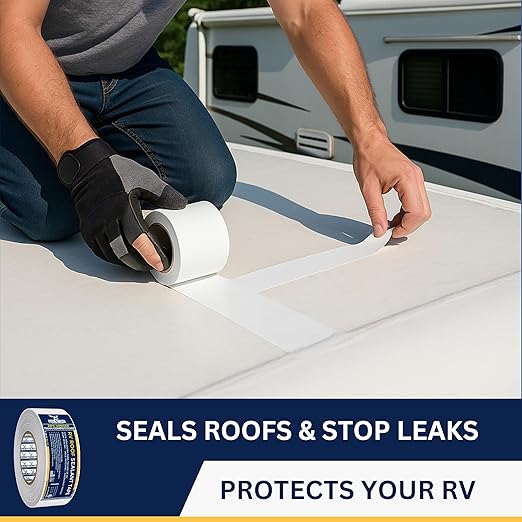 4 Pack Buck RV Roof Sealant Tape – 2 Inch x 55ft, 40 Mil – Waterproof RV Tape for Roof Repair, Seams, Skylights, Vents & Window Leaks on Camper, Trailer & Boat, UV Resistant & Weatherproof, White