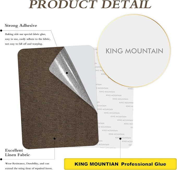 Fine Linen Repair Patches, Self-Adhesive Linen Fabric Patches, 8X11 inch Extra Size, Multi Color, Can be Used for Linen Sofa Repair (Dark Brown,8" x 11")