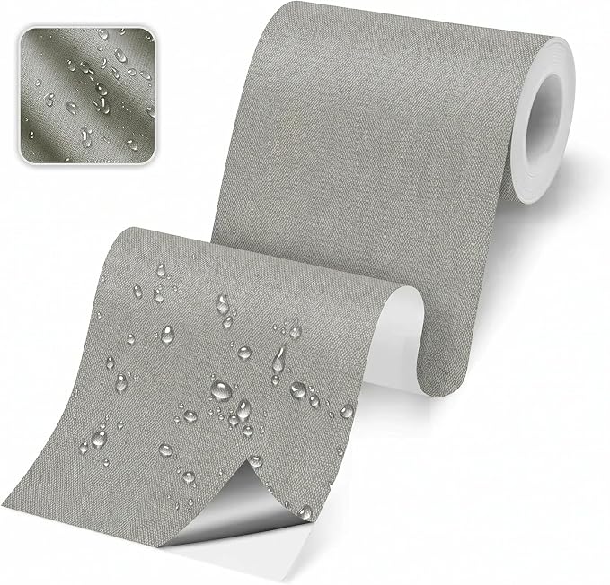 Canvas Repair Tape, Heavy Duty Waterproof Self-Adhesive Fabric Repair Patch for Tent, Sofa, Boat Covers, Chairs, Awning & Camping Outdoor Gear, 3.9"x79", Grey