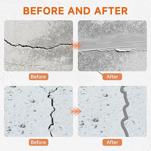 Concrete Crack Filler, Heavy-Duty Cement Crack Filler, Self Leveling Concrete Sealer for Driveway, Walkway, Patio, Waterproof Outdoor Caulking Glue, Gray, 8.8 Floz（3 Pack）