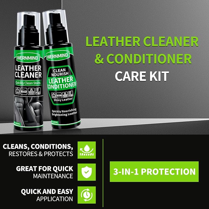 Leather Cleaner Conditioner Car Interiors Care Kit Seat Purses Bags