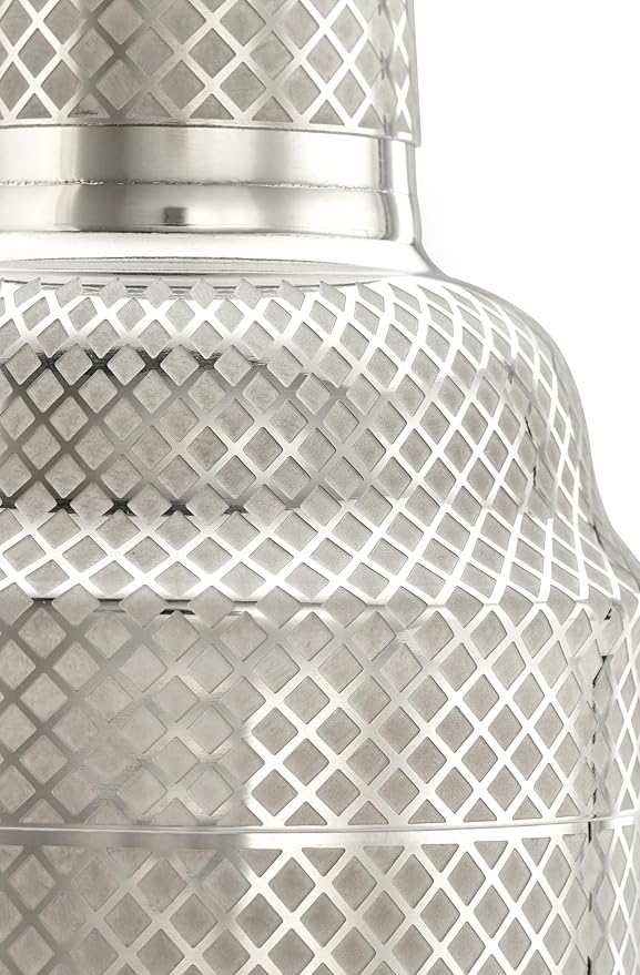 Barfly 3-Piece Diamond Lattice Etch Japanese Cocktail Shaker Set (24 Oz/700ml), Stainless Steel
