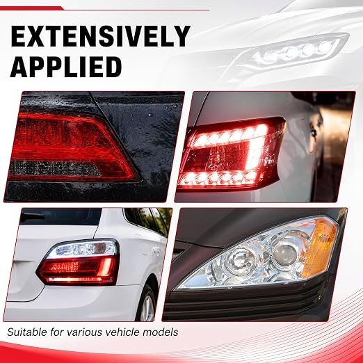 Patelai 2 Rolls 13.12 ft X 3.74 Inches Self Adhesive Repair Light Tape Auto Tail Light Fog Lights Headlight Lens Tint Tape (Red, Clear)