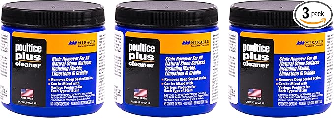 Miracle Sealants Poultice Plus Stain Remover for Countertops, Tile, Stone & Masonry, 1 lb, 3 Pack