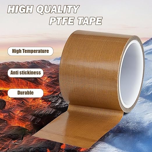 Teflone Glass Cloth Tape (3 inch x 33 Feet x 0.18mm), High Temperature PTFE Heat Resistant Adhesive Tape Non-Stick Surface for Vacuum Sealer Machine, Heat Press, Packaging, Electrical Use