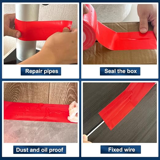Red Duct Tape Heavy Duty, 1.88 Inch x 35 Yard Waterproof Strong Adhesive Duct Tape for Indoor Outdoor Repairs Tear by Hand, 1 Roll