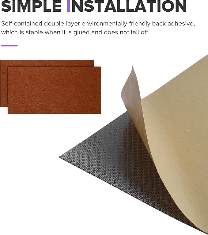 2PCS Leather Repair Patch,Car Accessories Universal PU Vinyl Self Adhesive Leather Repair Patch for Car Upholstery Seat,Ideal for Covering Tears,Scratches (Brown)