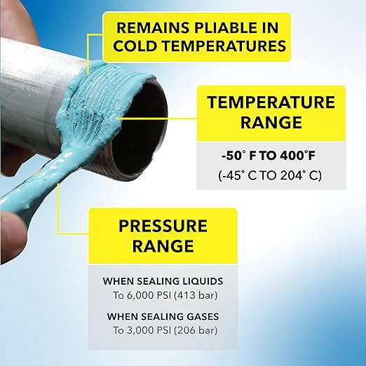 Gasoila NT, Pipe Thread Sealant, High-Performance Leak Protection, NSF, Made in USA, Free of PFAS, 1 Pint Brush-in-Cap, -50°F to 400°F, for Metal & Plastic, Seals to 6,000 PSI