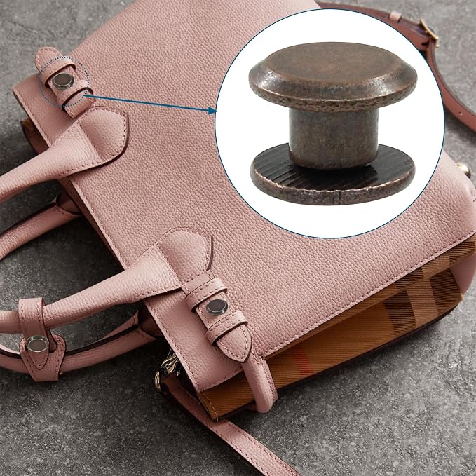 60 Sets Red Bronze Chicago Screws, M5*4mm Leather Rivets Screw Rivets Buttons DIY Leather Trim Craft Bookbinding for Decorate Repair Belt Bag Shoes Purse