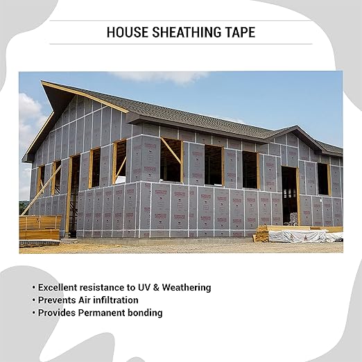 Tuck Tape Construction Sheathing Tape, Epoxy Resin Tape, 2.4 in x 180 ft (White)