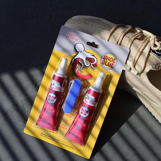 Shoe Glue, Strong Clear Shoe Repair Glue for Sneakers, Boots, Handbags, Soles, Heels, Super Glue for Shoes, Works on Leather, Rubber, Canvas, 15ml Tube x 2