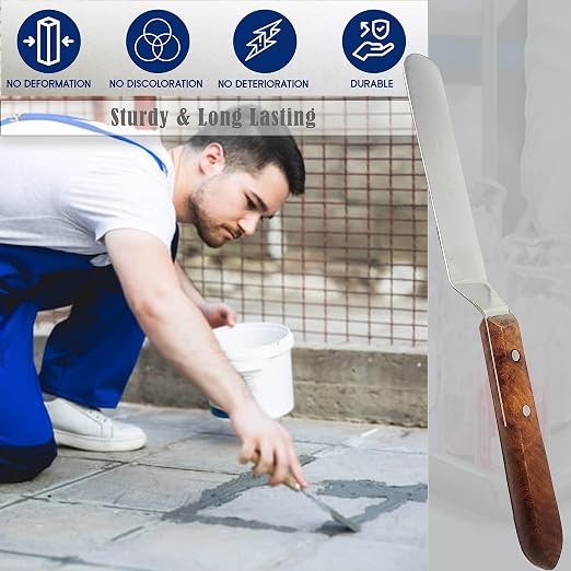 A2Z Scilab Brand Engineering Classic Offset Caulk Tooling Spatula, Stainless Steel (6 Inch Long Offset Blade)