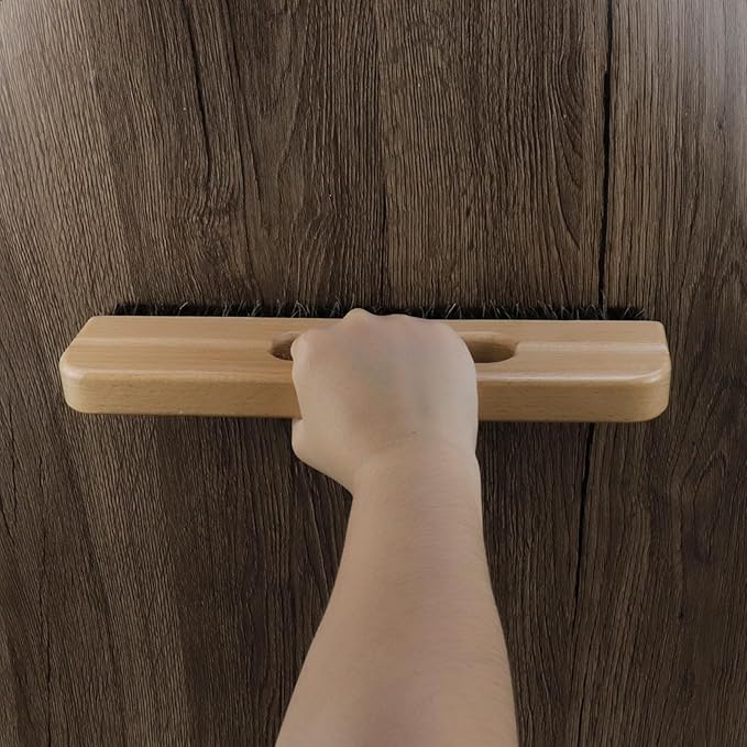 KUMGROT Wall Paper Removal Supplies Wallpaper Smoothing Brush Wallpaper Paste Brush Wallpaper Hanging Tool 4-Row Horse Hair Brush with Wood Handle for Tile Grout Cleaning Scrubbing (W03)