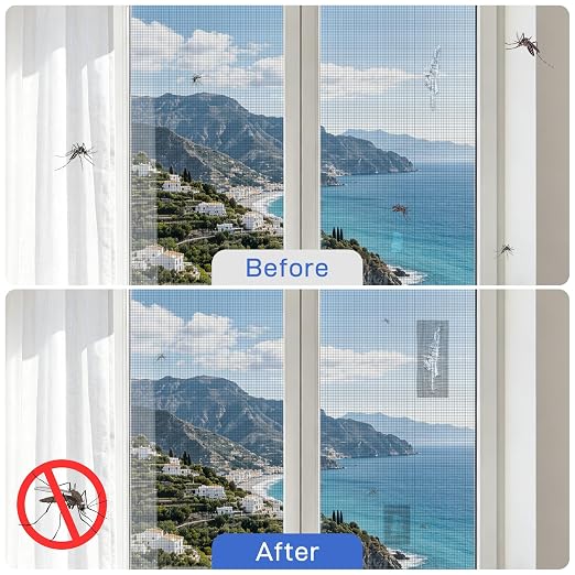Window Screen Repair Tape 2 in x 20 FT Fiberglass Strong Adhesive Screen Patch, Waterproof Mesh Repair Kit for Window & Door Screen Holes Tears - Black