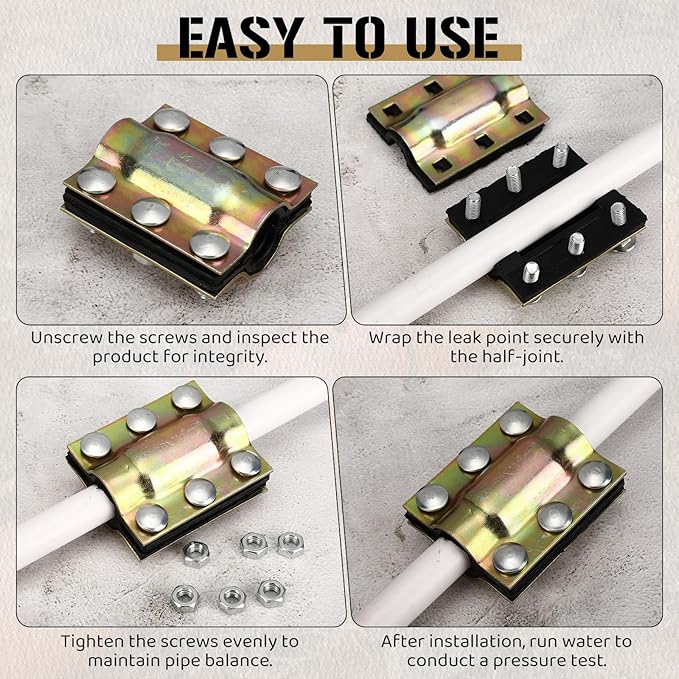 Geelin 4 Pcs 3/4 Inch Pipe Repair Clamp for 0.98-1.06 Inch Outer Diameter Water Pipe Leak Repair Clamp Kit for Cracks/breaks in Steel/iron//PE/ppr/PVC Pipes, Model DN 20 x 110