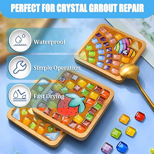Mosaic Crystal Grout, Mosaics Tile Tools, Mosaic Tile Accessories – Essential for Handmade Grouting and Perfect for DIY Craft Projects (Orange, 4.5oz)
