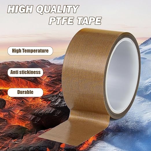Teflone Glass Cloth Tape (2 inch x 33 Feet x 0.18mm), High Temperature PTFE Heat Resistant Adhesive Tape Non-Stick Surface for Vacuum Sealer Machine, Heat Press, Packaging, Electrical Use