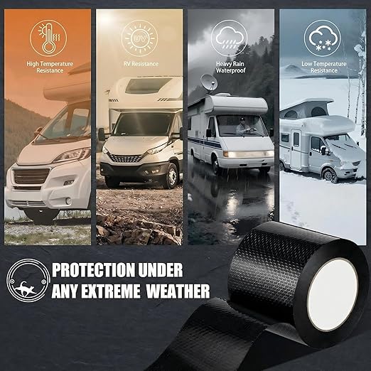 Frienda 4 Inch x 66 Feet RV Underbelly Tape RV Underbelly Material Corrugated Waterproof Flex Belly Tape Thick Adhesive Patch Sealing Mobile Home Camper Travel Trailer Tear Repair (2 Pack)