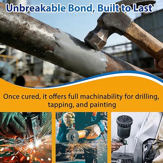 Cold Weld Epoxy Kit Industrial Strength Heavy Duty Casting Adhesive & Metal Repair Putty - Super Fast Waterproof Heat Resistant Fills Cracks Holes for Metal Plastic Concrete Ceramic - 3.4oz AB Tubes
