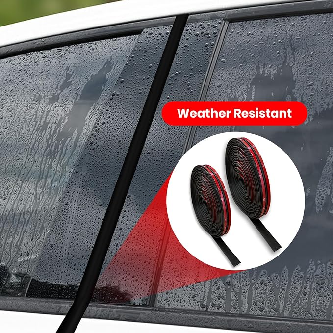 2PCS Windshield Rubber Seal Car Weather Stripping Trim T Shape Sealing Strip for Car Front Rear Windshield (52.5 Feet)