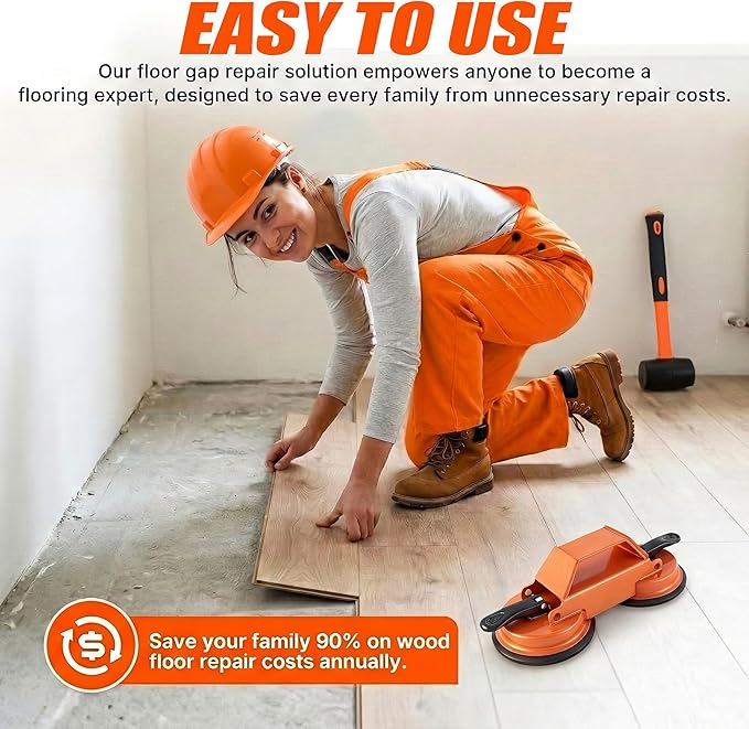 Floor Gap Fixer Tool, Heavy Duty Suction Cup Flooring Tool For Laminate & Vinyl Plank Grabber Gap Repair Kit, 300 Lbs Suction, Anti-Drop Metal Shell, Durable & Non-Destructive Flooring Tools.
