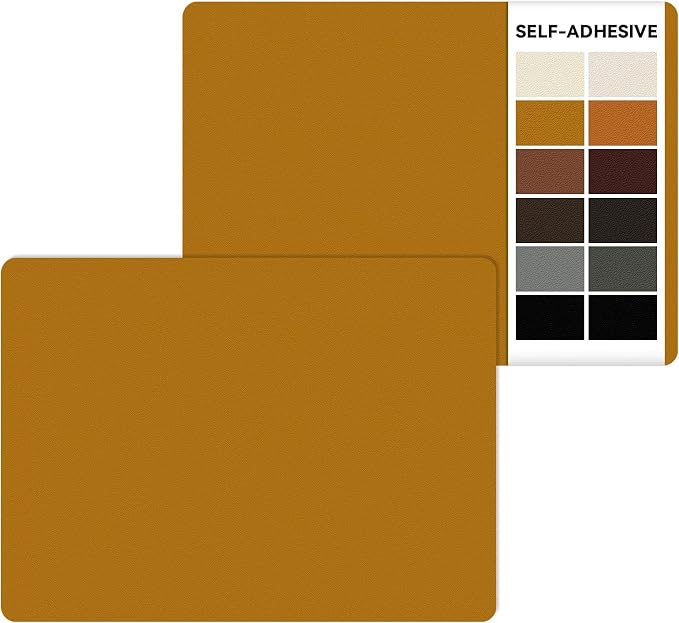 IANZE 2Pcs Leather Repair Patch, Self Adhesive Leather Repair Patch for Car Seats, Couches, Furniture, Sofa, Handbags, Office Chair (Tan)