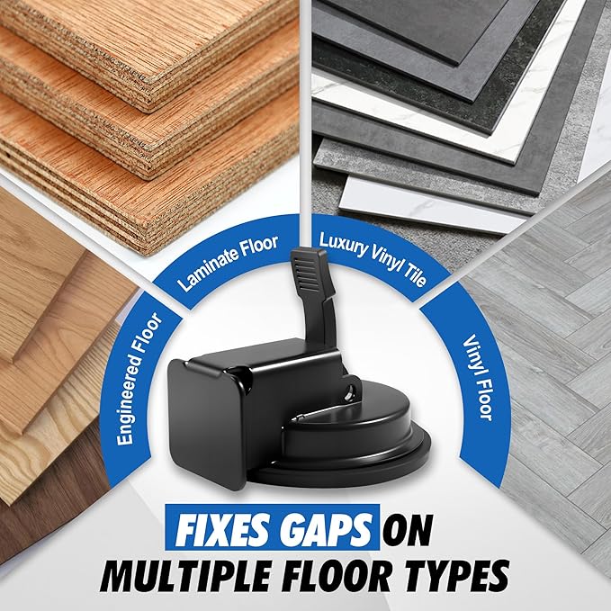 Floor Gap Fixer Tool with Rubber Mallet, Iron Body & Strong Suction Cup, Includes 5 Sticky Pads for Laminate, Vinyl, Wood & Tile Flooring Installation and Repair