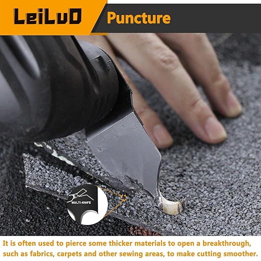 LEILUO 6 Pcs Oscillating Multi Tool Hook Knife Blades for Cutting Carpet Roofing Shingles Cardboard Soft Materials Includes Storage Bag Compatible with DeWalt Makita Ryobi Milwaukee and More