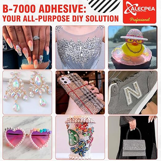 B-7000 Craft Glue for Jewelry Making - 110ml/3.7oz (2 Pack) - Multi-Function B-7000 Super Adhesive Glues Liquid Fusion Glue for Rhinestones Crafts, Clothes Shoes, Fabric, Jewelry Making, Cell Phones