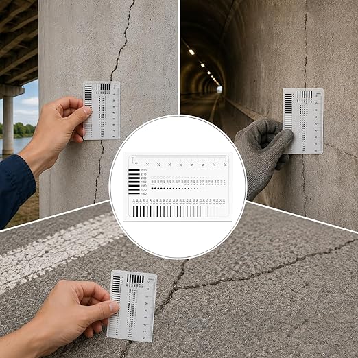 Concrete Crack Width Ruler, Clear Crack Width Gauge High-Precision Measurement Tool for Precise Inspection of Surface Defects (3 Piece)