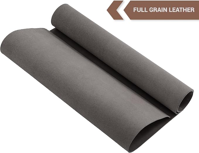 Shkira 12''X24'' Genuine Light Gray Leather Sheets for Crafts - Square - 2.0MM Thick Genuine - Thick Cowhide Pieces Square - Leather Sheet for Arts